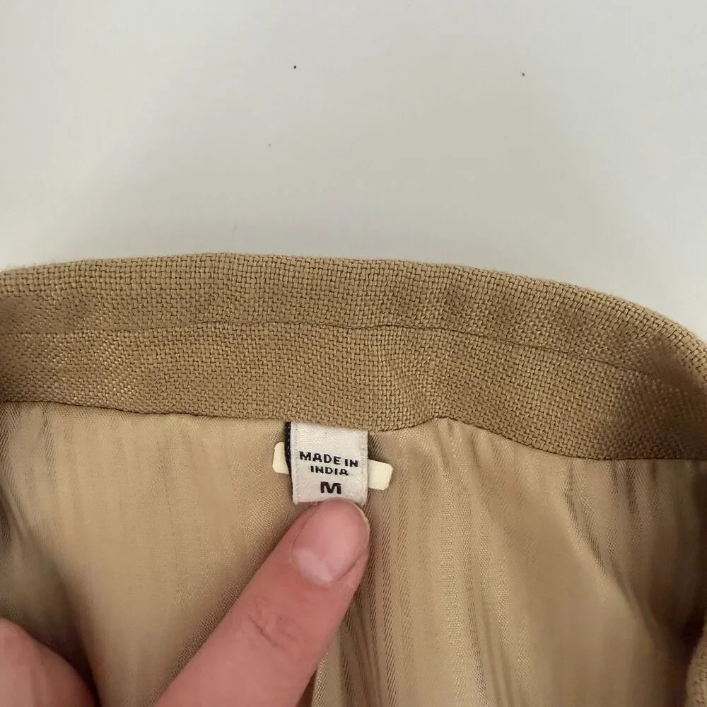 Baird McNutt Murano Blazer Mens Medium Tan Linen 2 Button Jacket Preppy Light